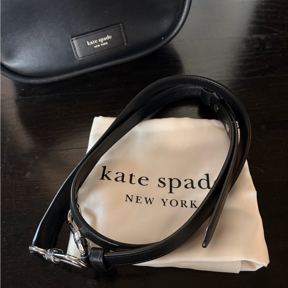 Kate Spade New York black leather moon braided top handle Black Shoulder Bag - Picture 5 of 5